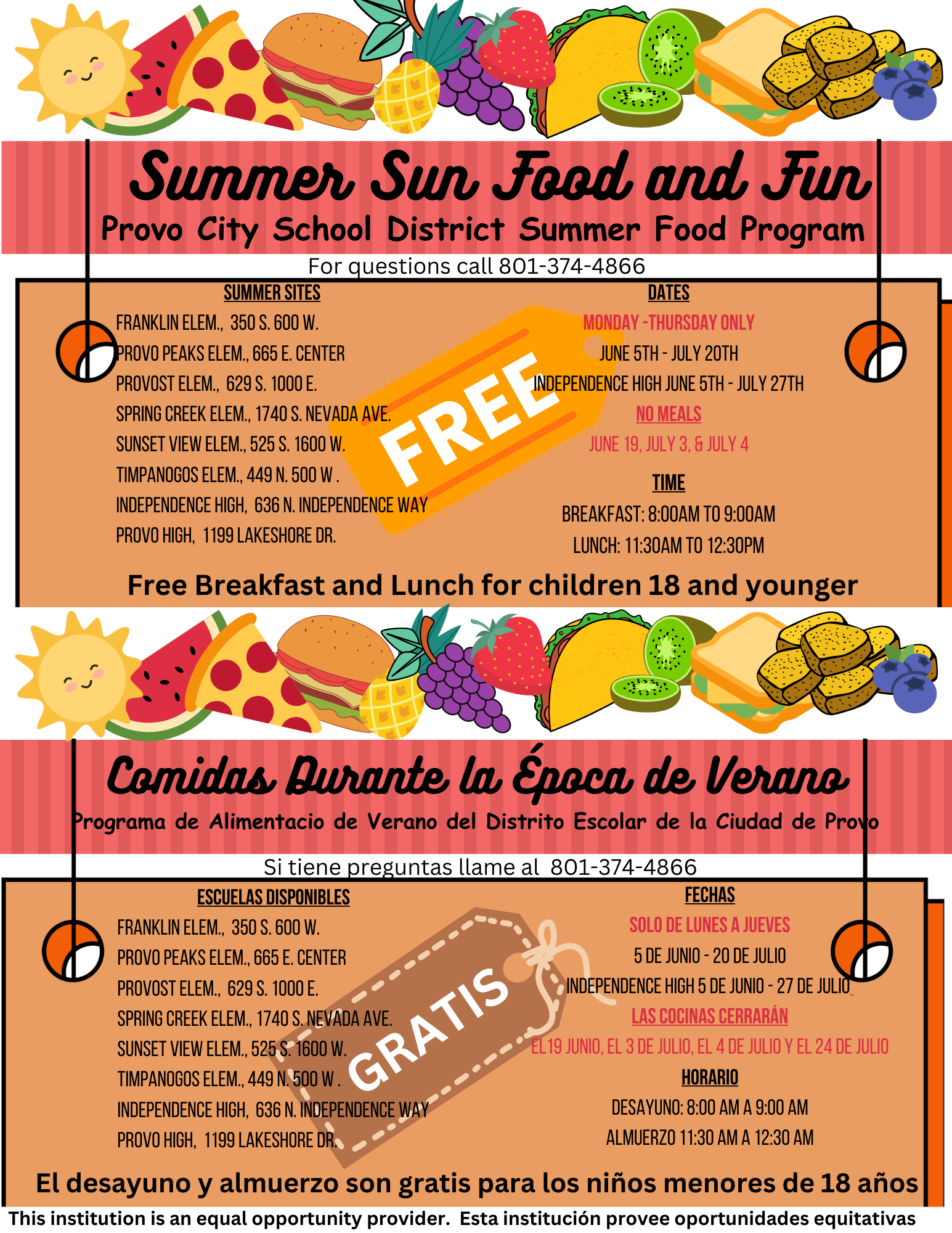 Summer Sun Food and Fun flyer.