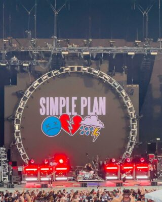 Concert set up for evening's performance by the band Simple Plan.