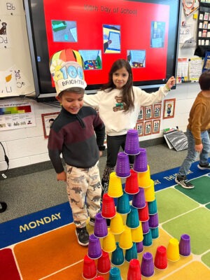 Students stacking 100 cups!