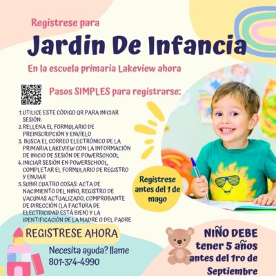 Kindergarten Registration Flyer - Spanish. 