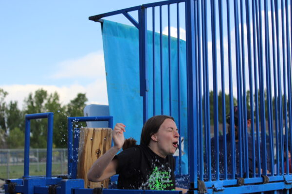 Ms. Pearce getting dunked.